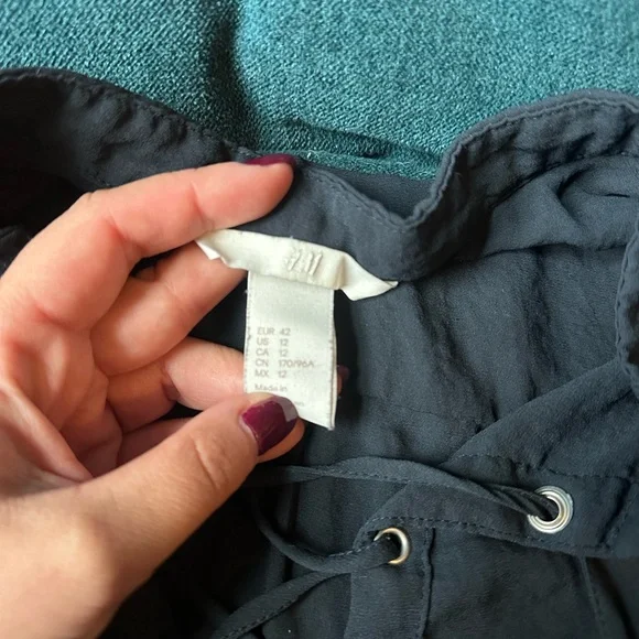 Navy H&M Lace-Up Blouse - Picture 7 of 7